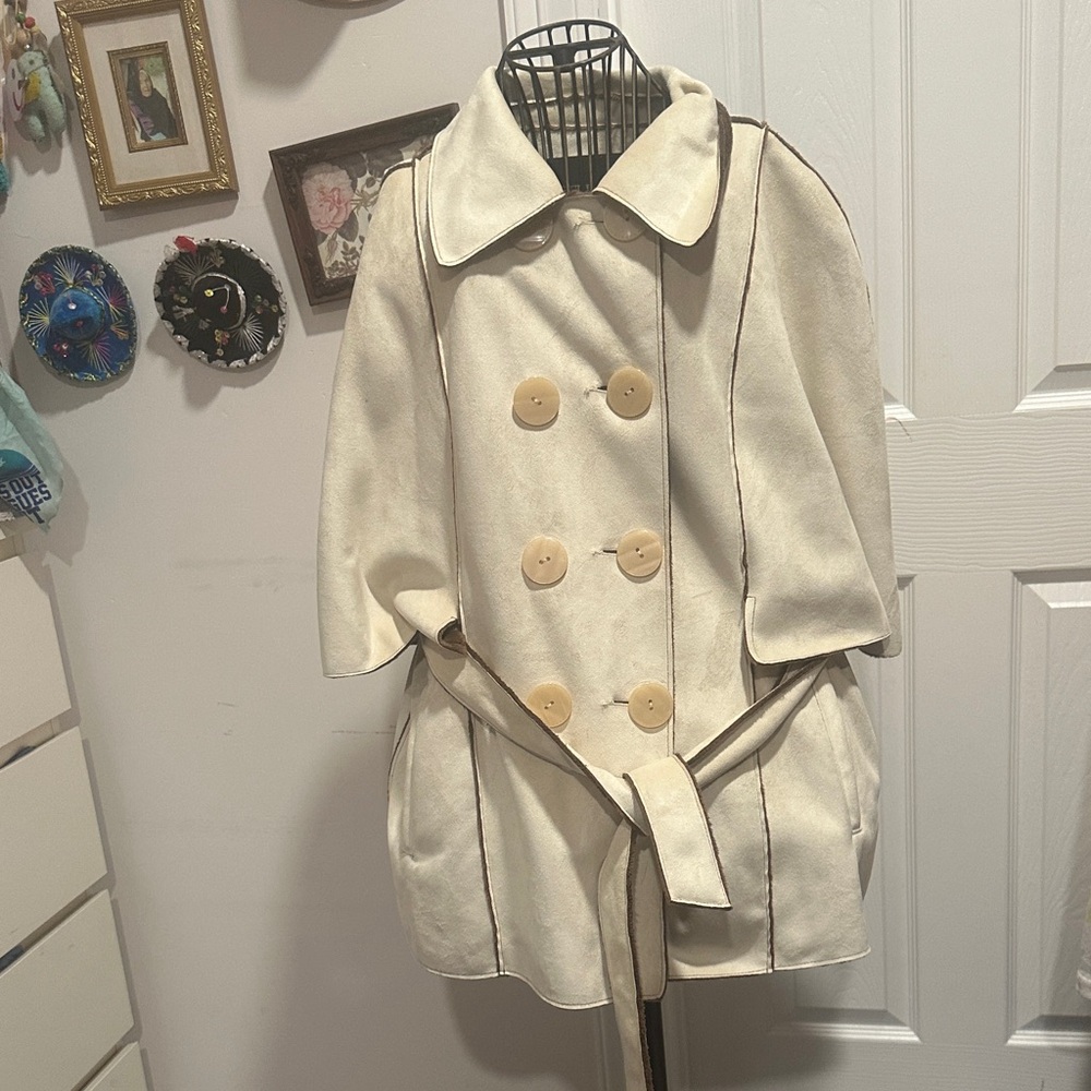 Women's Cream Double-Breasted Coat